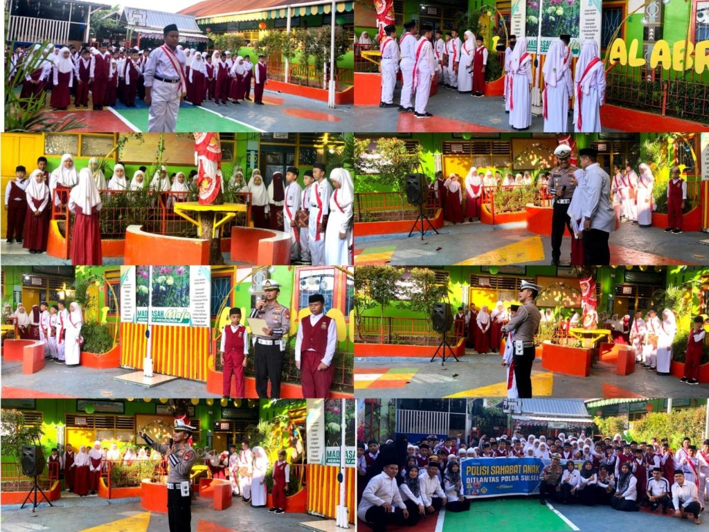 Subdit Kamsel Ditlantas Polda Sulsel Gelar Program “Polisi Sahabat Anak” di MI. Al Abrar Kota Makassar